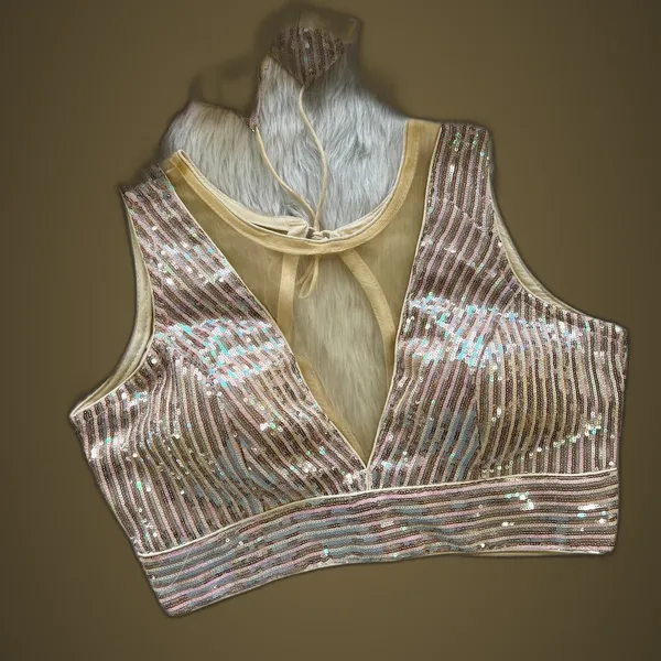 Gold_Net_Sequin_Embroidered_Stitched_Blouse_|_For_Women