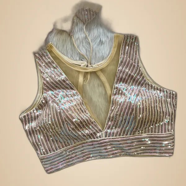 Gold_Net_Sequin_Embroidered_Stitched_Blouse_|_For_Women