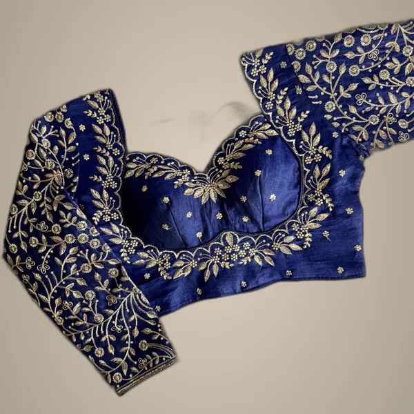 Navy_Vichitra_Silk_Embroidered_Stitched_Bridal_Blouse_|_For_Women