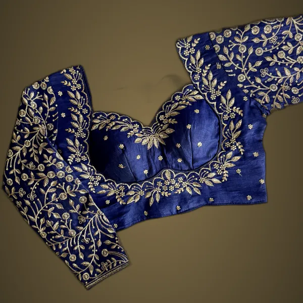 Navy_Vichitra_Silk_Embroidered_Stitched_Bridal_Blouse_|_For_Women