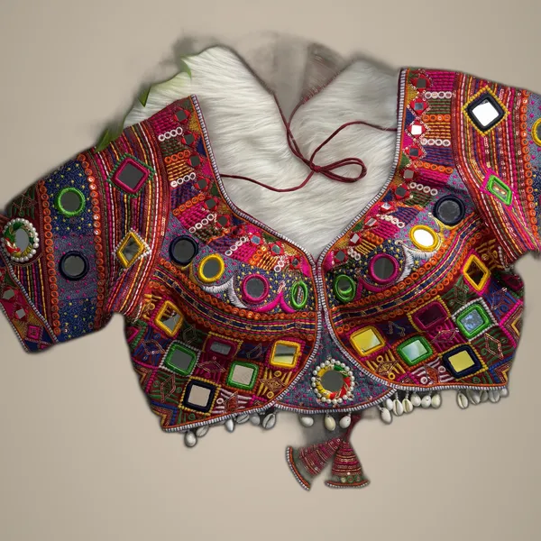 Maroon_Italian_Silk_Mirror_Work_Navaratri_Embroidered_Stitched_Blouse_|_For_Women