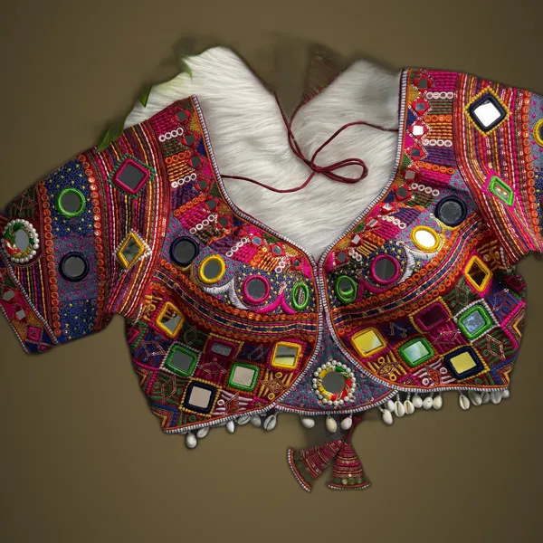 Maroon_Italian_Silk_Mirror_Work_Navaratri_Embroidered_Stitched_Blouse_|_For_Women