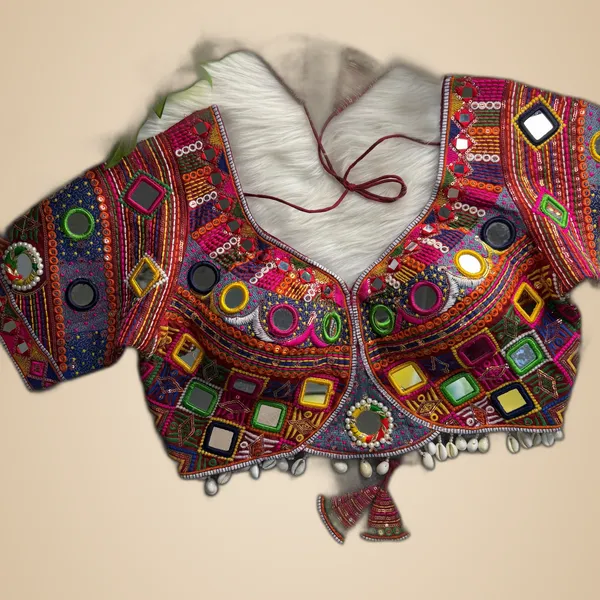 Maroon_Italian_Silk_Mirror_Work_Navaratri_Embroidered_Stitched_Blouse_|_For_Women