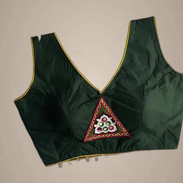 Green_Rayon_&_Cotton_Blend_Embroidered_Stitched_Blouse_|_For_Women