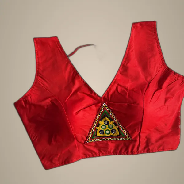 Red_Rayon_&_Cotton_Blend_Embroidered_Stitched_Blouse_|_For_Women