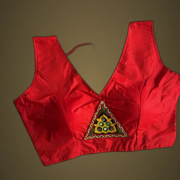 Red_Rayon_&_Cotton_Blend_Embroidered_Stitched_Blouse_|_For_Women
