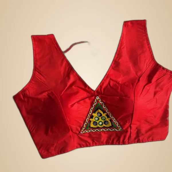 Red_Rayon_&_Cotton_Blend_Embroidered_Stitched_Blouse_|_For_Women