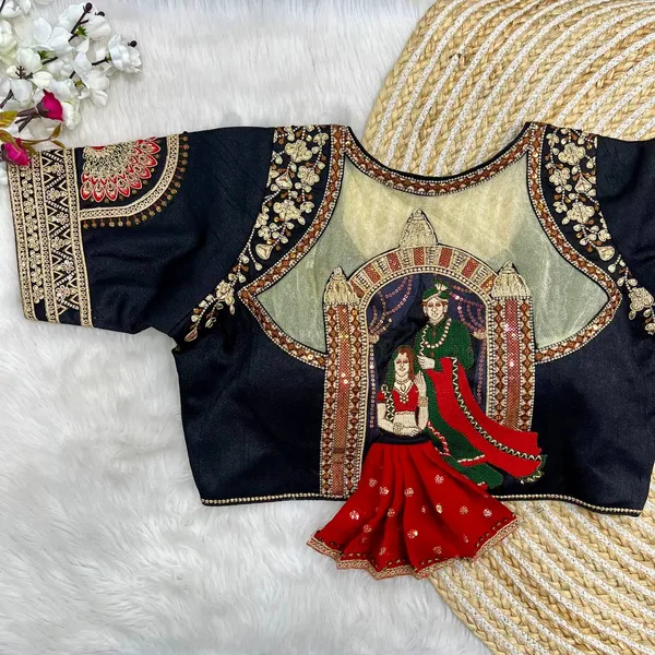 Black_Italian_Silk_Embroidered_Stitched_Blouse_|_For_Women