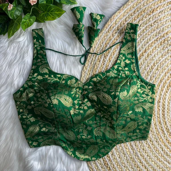 Green_Corset_Style_Banarasi_Blouse