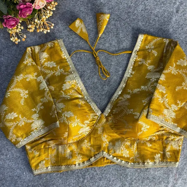 Mustard_Cosmos_Jacquard_Silk_Embroidered_Stitched_Blouse_|_For_Women
