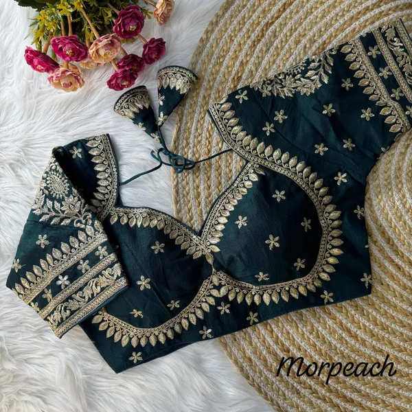 Morpech_Heavy_Zari_Embroidery_&_Sequence_Work_Blouse_|_For_Women