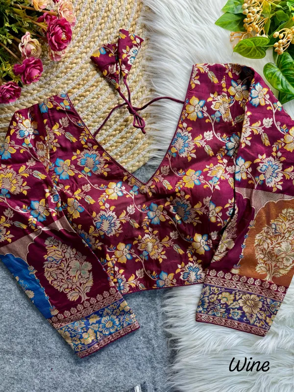 Wine_Dola_Silk_Embroidered_Stitched_Blouse_|_For_Women