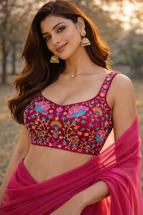 Hot_Pink_Multi_Mirror_Work_Spaghetti_Style_Blouse