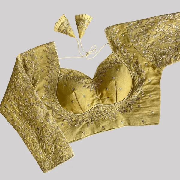 Gold_Vichitra_Silk_Embroidered_Stitched_Blouse_|_For_Women