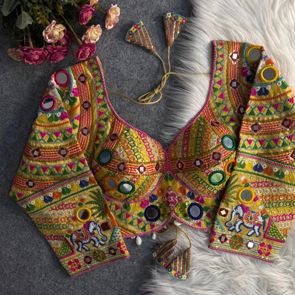 Antique_Gold_Mirror_Work_Long_Sleeves_Stitched_Blouse_|_For_Women