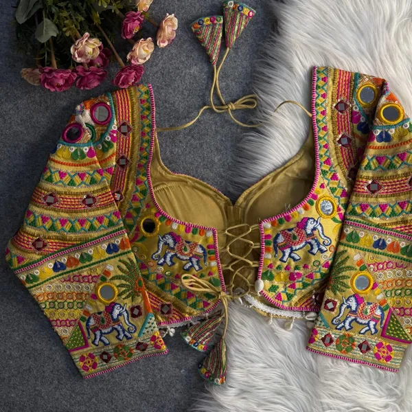 Antique_Gold_Mirror_Work_Long_Sleeves_Stitched_Blouse_|_For_Women