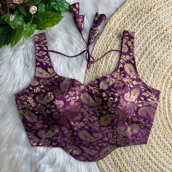 Wine_Corset_Style_Banarasi_Blouse