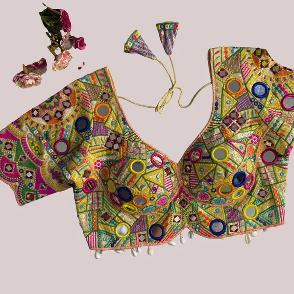 Gold_Pure_Cotton_Embroidered_Stitched_Apple_Cut_Blouse_|_For_Women