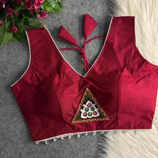 Maroon_Rayon_&_Cotton_Blend_Embroidered_Stitched_Blouse_|_For_Women