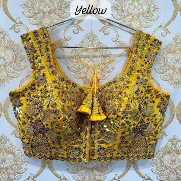 Yellow_Timoslub_Silk_Embroidered_Stitched_Bridal_Blouse_|_For_Women