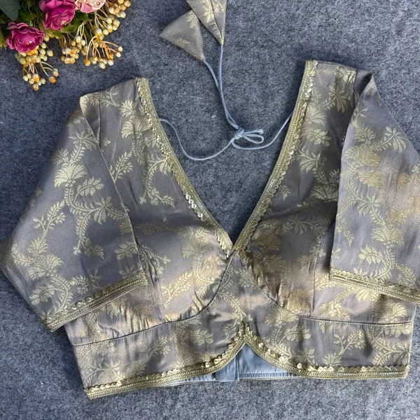 Grey_Cosmos_Jacquard_Silk_Embroidered_Stitched_Blouse_|_For_Women