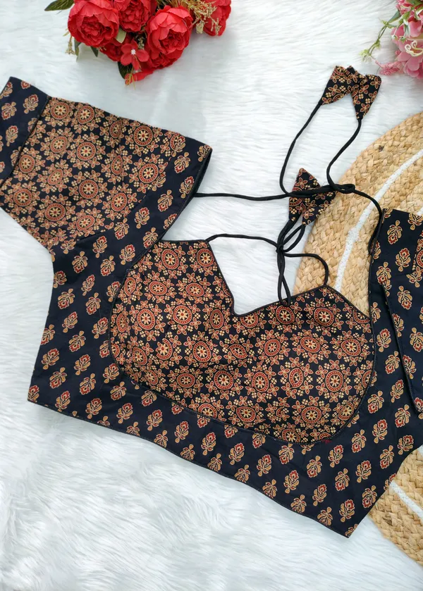 Black_Cotton_Ajrakh_Print_Halter_Neck_Embroidered_Stitched_Blouse_|_For_Women