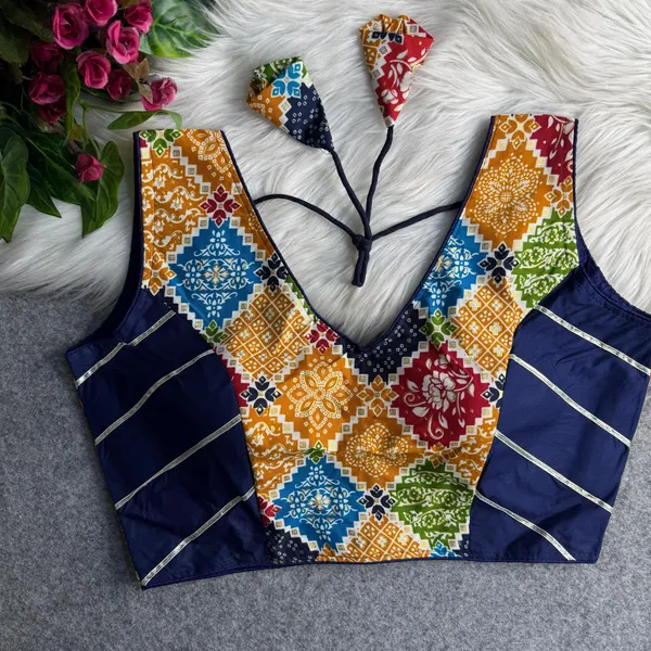 Navy_Rayon_Cotton_Blend_Embroidered_Stitched_Traditional_Blouse_|_For_Women