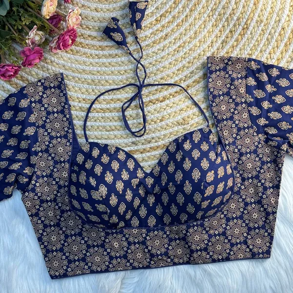 Navy_Blue_Cotton_Ajrakh_Printed_Stitched_Blouse_|_For_Women