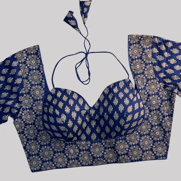 Navy_Blue_Cotton_Ajrakh_Printed_Stitched_Blouse_|_For_Women