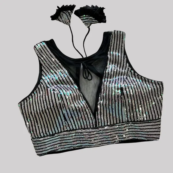Black_Net_Sequin_Embroidered_Stitched_Blouse_|_For_Women