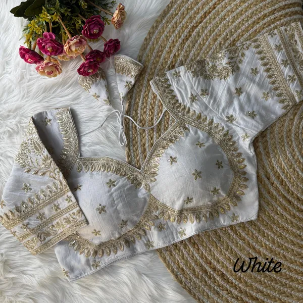 White_Heavy_Zari_Embroidery_&_Sequence_Work_Blouse_|_For_Women