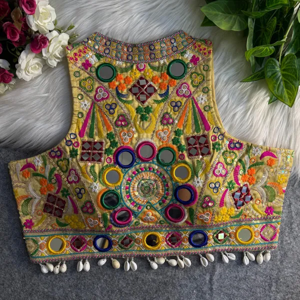 Gold_Italian_Silk_Kutchi_Work_Stitched_Navaratri_Blouse_|_For_Women