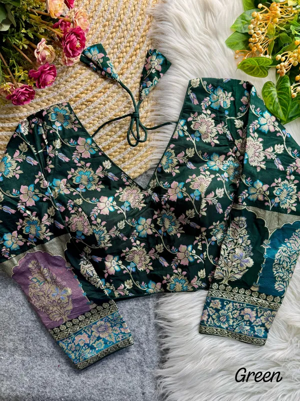 Green_Dola_Silk_Embroidered_Stitched_Party_Wear_Blouse_|_For_Women