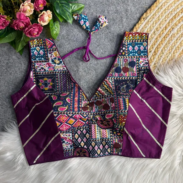 Wine_Rayon_Cotton_Blend_Embroidered_Stitched_Blouse_|_For_Women