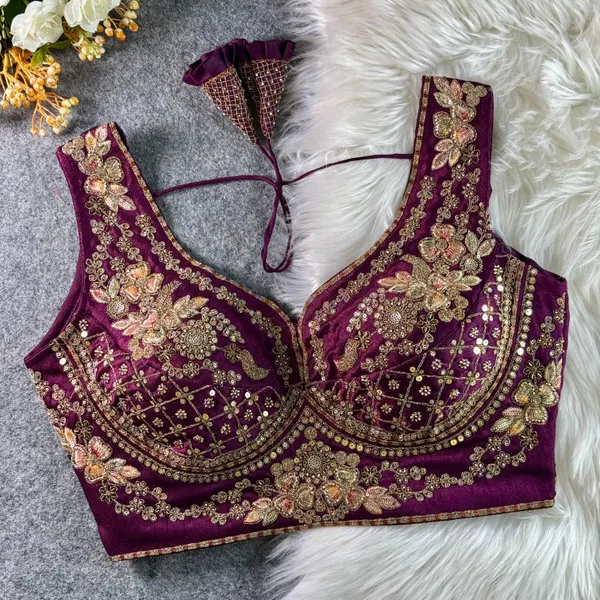 Wine_Italian_Silk_Embroidered_Stitched_Bridal_Blouse_|_For_Women