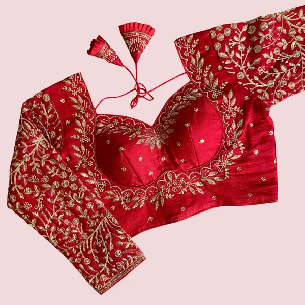 Red_Vichitra_Silk_Bridal_Embroidered_Stitched_Blouse_|_For_Women
