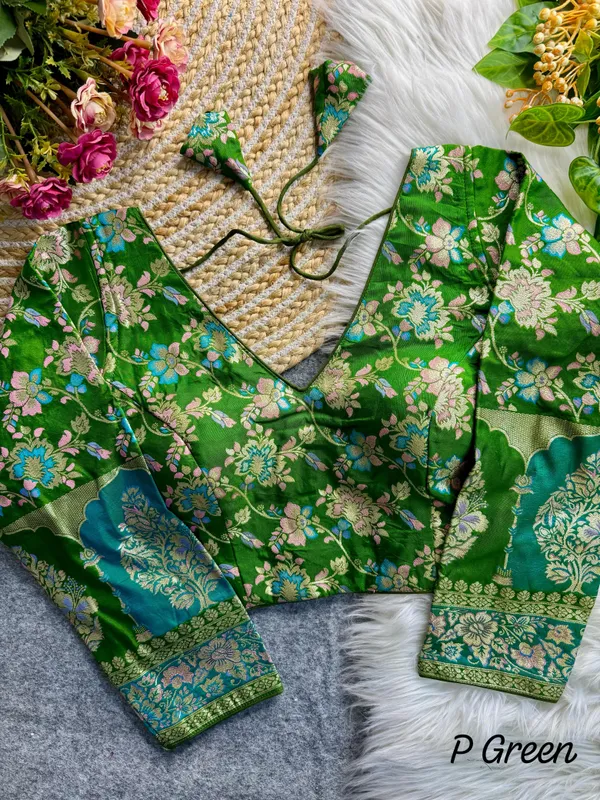 Pista_Green_Dola_Silk_Embroidered_Stitched_Party_Wear_Blouse_|_For_Women