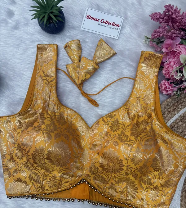 Yellow_Designer_Banarasi_Silk_Blouse