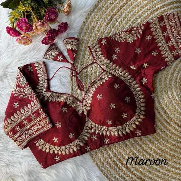 Maroon_Heavy_Zari_Embroidery_&_Sequence_Work_Blouse_|_For_Women