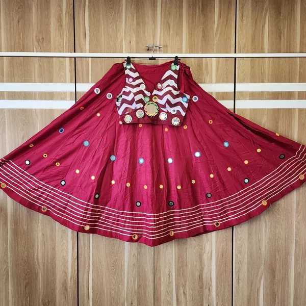 Maroon_Mirror_Work_Navratri_Readymade_Lehenga_&_Choli_|_For_Women