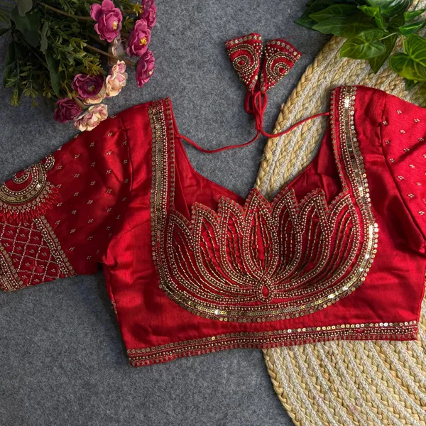 Red_Italian_Silk_Lotus_Beads_Work_Bridal_Embroidered_Stitched_Blouse_|_For_Women