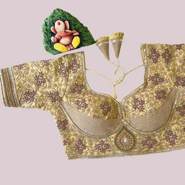 Gold_Cotton_Sabyasachi_Style_Bridal_Embroidered_Stitched_Blouse_|_For_Women