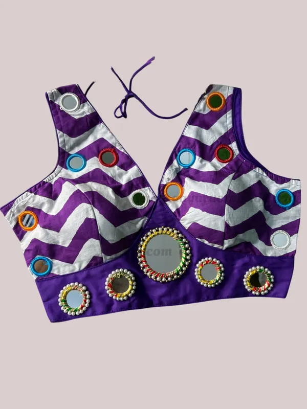 Purple_Cotton_Navaratri_Special_Embroidered_Stitched_Blouse_|_For_Women