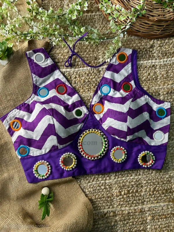 Purple_Cotton_Navaratri_Special_Embroidered_Stitched_Blouse_|_For_Women