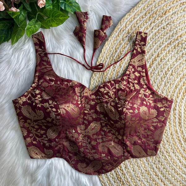Maroon_Corset_Style_Banarasi_Blouse