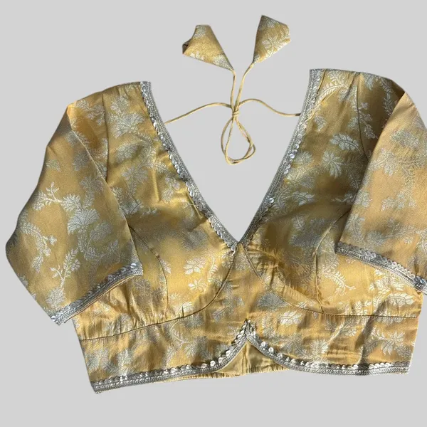 Gold_Cosmos_Jacquard_Silk_Embroidered_Stitched_Blouse_|_For_Women