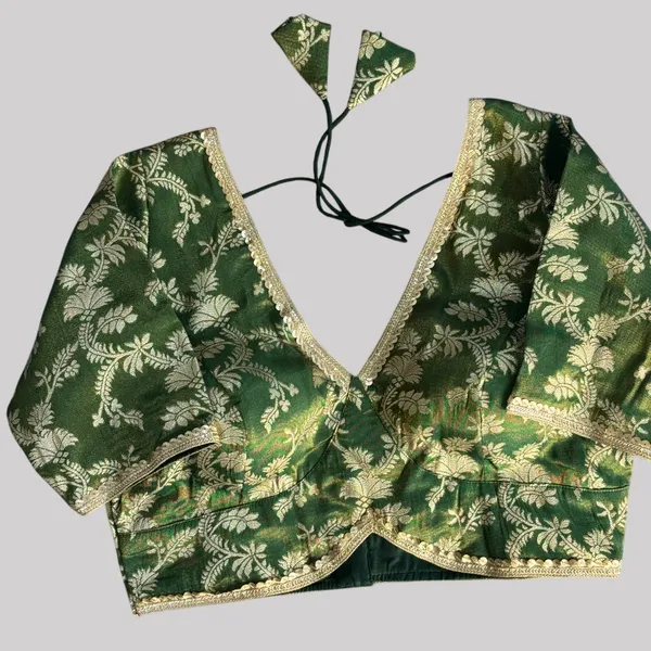 Green_Cosmos_Simmer_Jacquard_Embroidered_Stitched_Blouse_|_For_Women