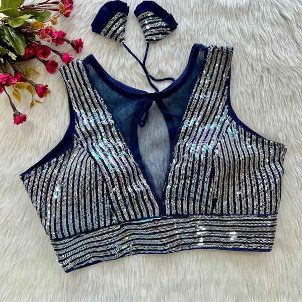 Navy_Blue_Net_Embroidered_Stitched_Blouse_|_For_Women