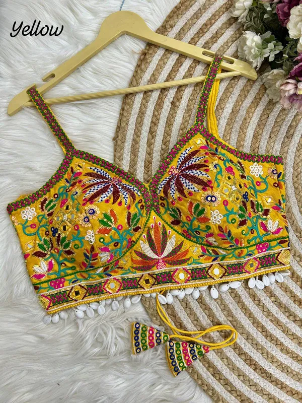 Yellow_Italian_Silk_Embroidered_Stitched_Blouse_|_For_Women