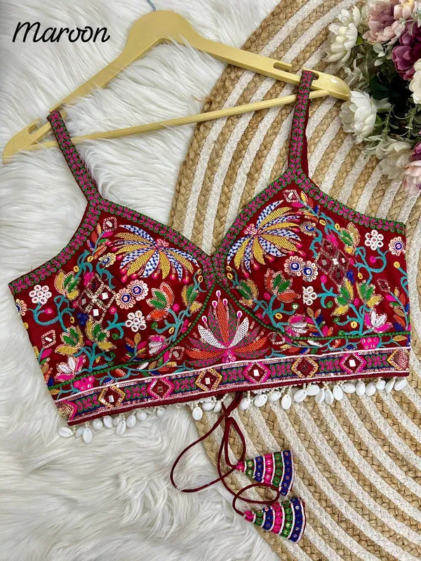 Maroon_Italian_Silk_Embroidered_Stitched_Blouse_|_For_Women